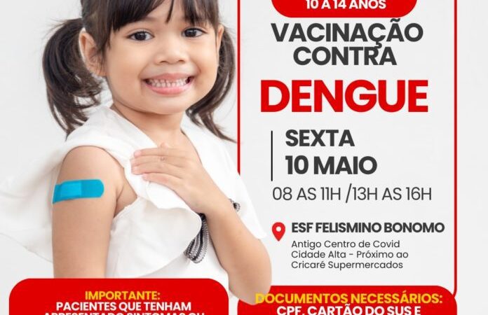 Secretaria de Saúde Mantém Campanha de Vacinação Contra a Dengue em Andamento