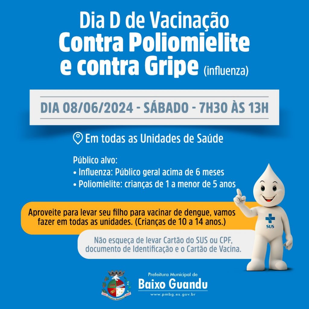 Nova fase da campanha de vacinação inclui poliomielite e gripe (influenza)
