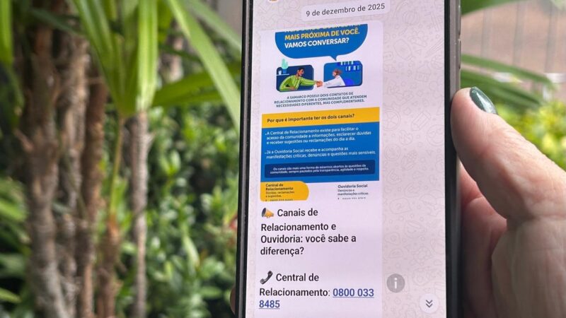 Canal oficial da Samarco no WhatsApp aproxima cidadãos das ações da empresa nas comunidades