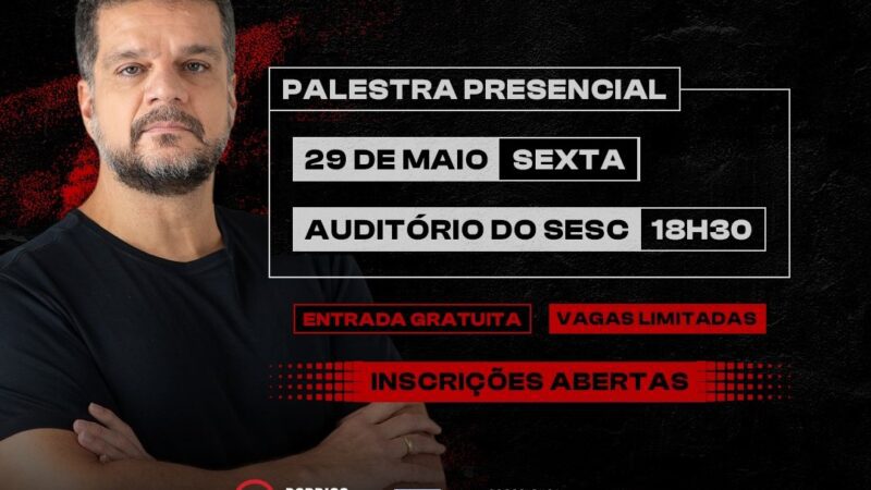 Prefeitura de São Mateus abre inscrições para palestra gratuita com Rodrigo Pimentel