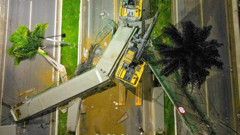 VÍDEO | Acidente na BR-101: Caminhão colide com passarela, resultando em ferimentos em um pedestre e fechamento da pista