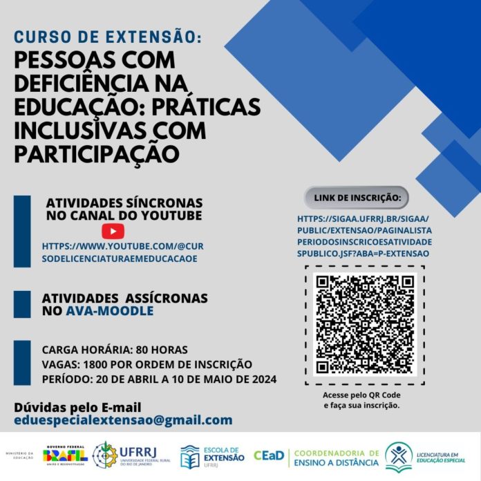 Vagas Disponíveis em Curso de Extensão sobre Práticas Inclusivas