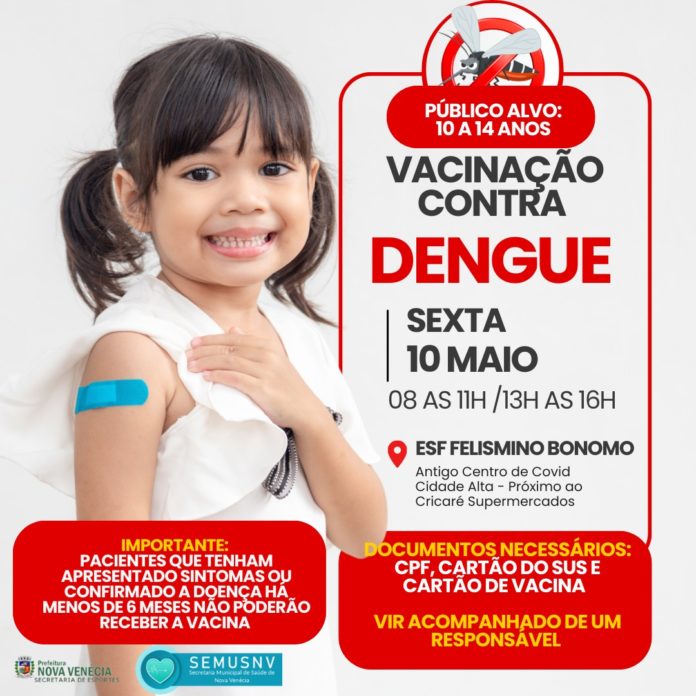 Secretaria de Saúde Mantém Campanha de Vacinação Contra a Dengue em Andamento